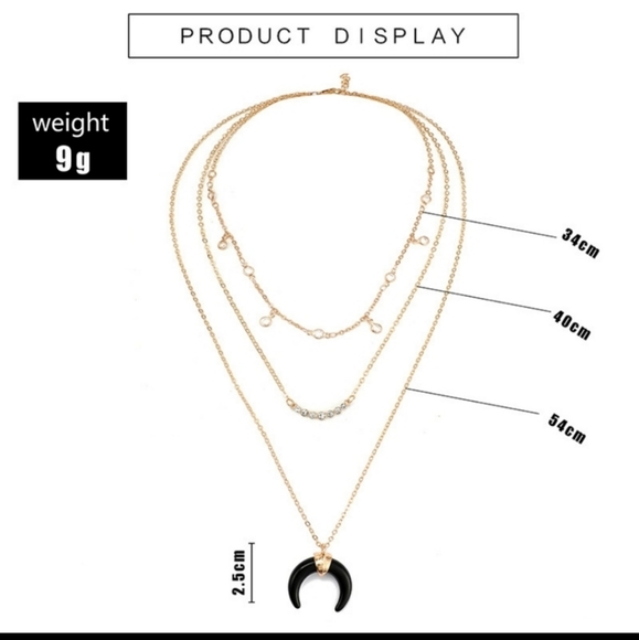 NEW Layered Rhinestone Horn Necklace - Picture 6 of 6